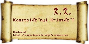 Kosztolányi Kristóf névjegykártya